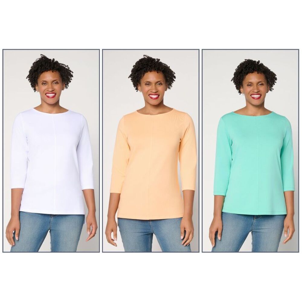Liberare Women's Top Sz XS Denim & Co. Essentials So Soft Multi-colored A683076